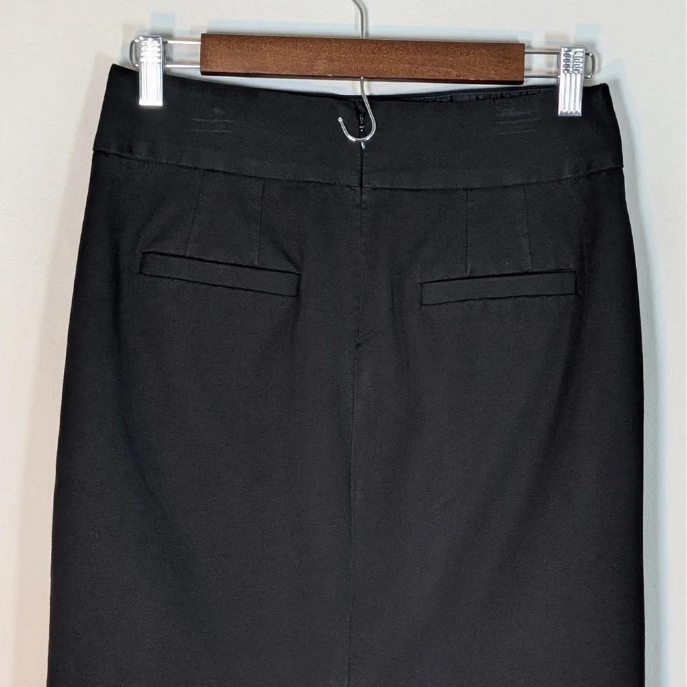 Banana Republic Pencil Skirt Womens 2 Black Stretch Cotton Blend Office Workwear